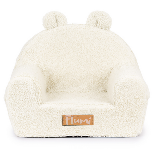 Personalisierter Kindersessel aus Schaumstoff - hellbeiger Teddybär