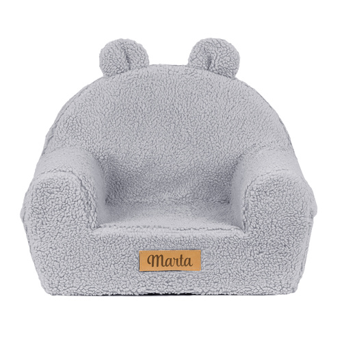 Personalized foam armchair for kids grey teddy