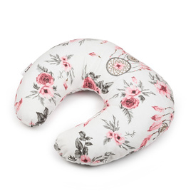 Poduszka rogal do karmienia - biała różowe kwiaty