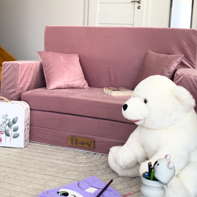 Personalized kids' foldable couch powder pink
