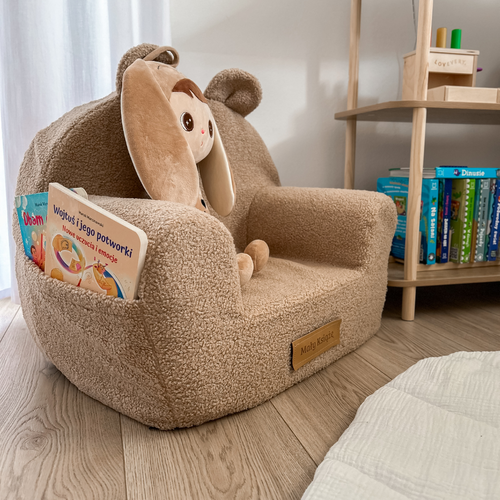 Personalisierter Schaumstoffsessel für Kinder beige Stoff Kord
