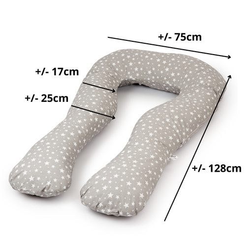 Schwangerschaft Kissen marineblau mit weißen U-Typ grau mit Sternen
