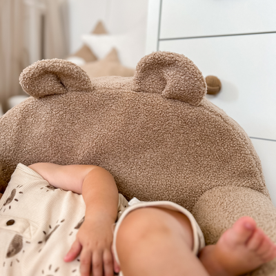 Personalisierter Kindersessel aus Schaumstoff - dunkelbeige Teddybär