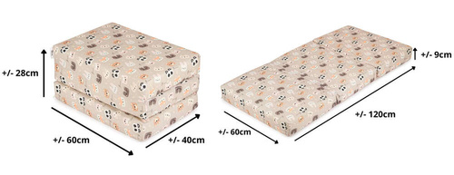Foldable children's mattress 120x60 with cover -bears
