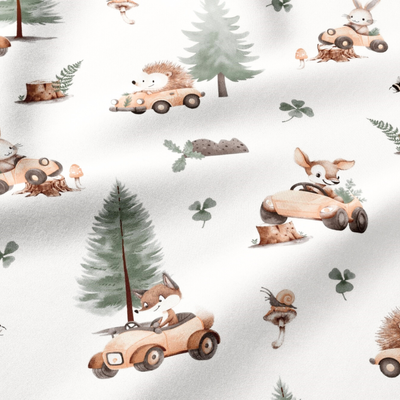 Otulacz do fotelika samochodowego i gondoli personalizowany kocyk niemowlęcy - leśne zwierzątka + beż