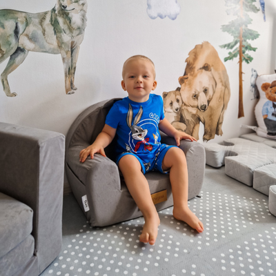 Personalisierter Schaumstoffsessel für Kinder beige Stoff Kord