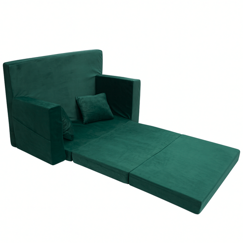 Rozkładana sofa piankowa dziecięca ZIELONA