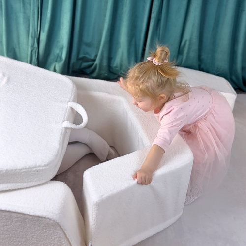 Piankowy plac zabaw dla dzieci z personalizacją – modułowy zestaw Montessori sztruks jasny krem