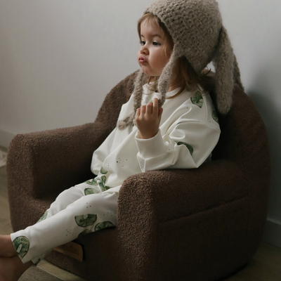 Personalisierter Schaumstoffsessel für Kinder beige Stoff Kord