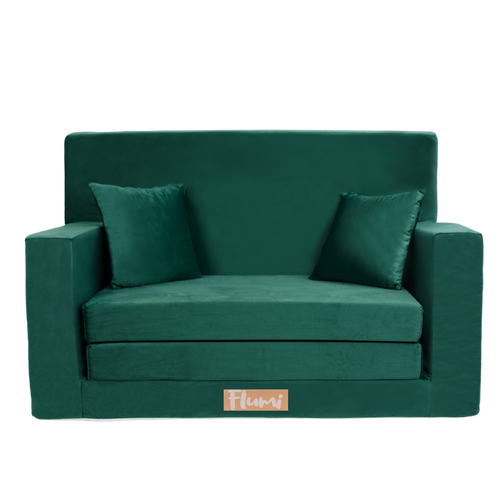 Personalized kids' foldable couch dark green
