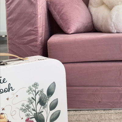 Personalized kids' foldable couch powder pink