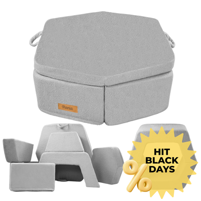 Piankowy plac zabaw dla dzieci z personalizacją – modułowy zestaw Montessori baranek szary