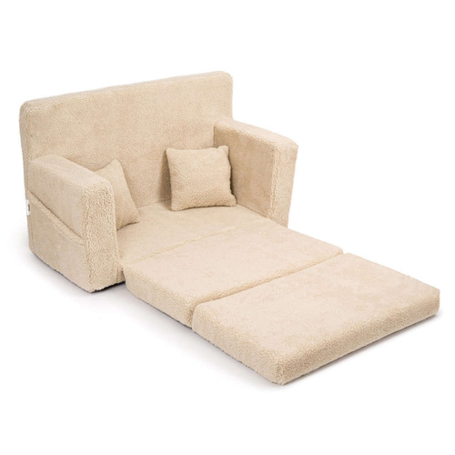 Personalisiertes Kindersofa faltbar Teddybären dunkel beige