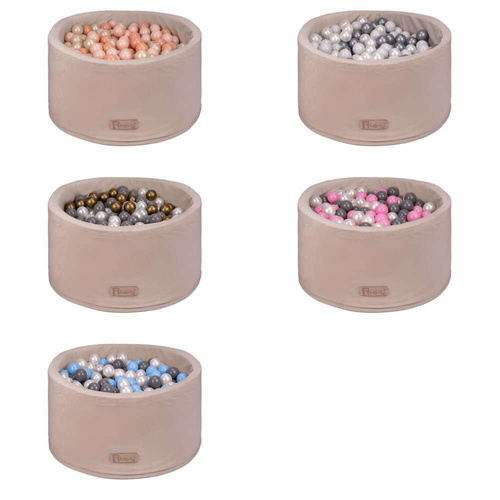 Personalisierte Bällebad Baby Bällepool Kinder 90x40cm mit 200 Bällebad Bälle Beige