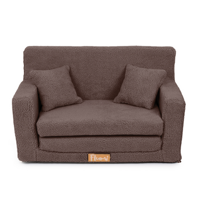 Rozkładana personalizowana sofa piankowa dziecięca - baranek czekoladowy