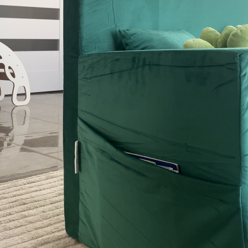 Personalisierte faltbare Kinderliege dunkelgrün