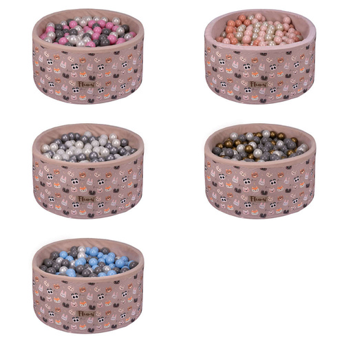 Personalisierte Bällebad Baby Bällepool Kinder 90x40cm mit 200 Bällebad Bälle Beige + Bären