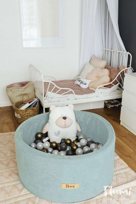  Personalisierte Bällebad Baby Bällepool Kinder 90x40cm mit 200 Bällebad Bälle Hellblau