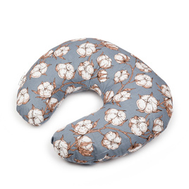 Feeding pillow - navy blue white flowers