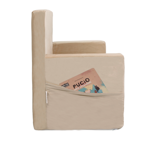 Personalisierte faltbare Kinderliege beige