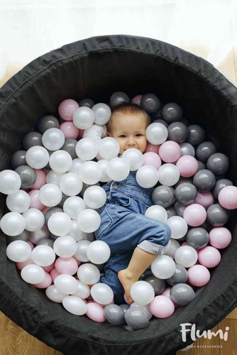 Personalisierte Bällebad Baby Bällepool Kinder 90x40cm mit 200 Bällebad Bälle schwarz