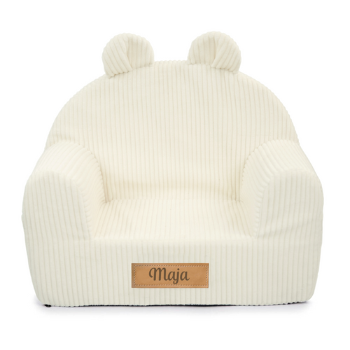 Personalisierter Schaumstoffsessel für Kinder beige Stoff Kord