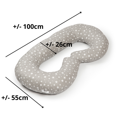 Maternity pillow type C grey with stars