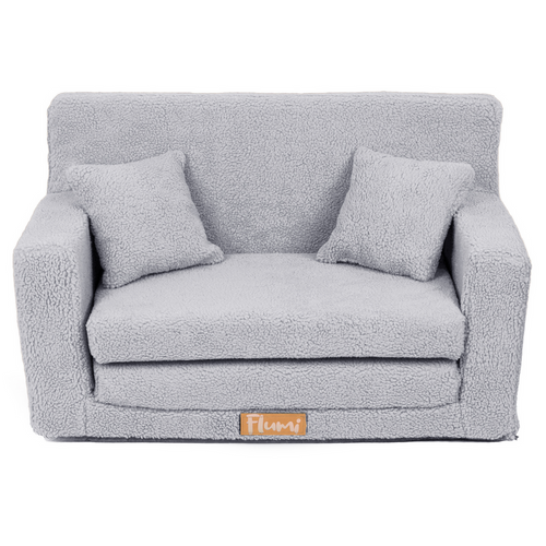 Rozkładana personalizowana sofa piankowa dziecięca - baranek szary