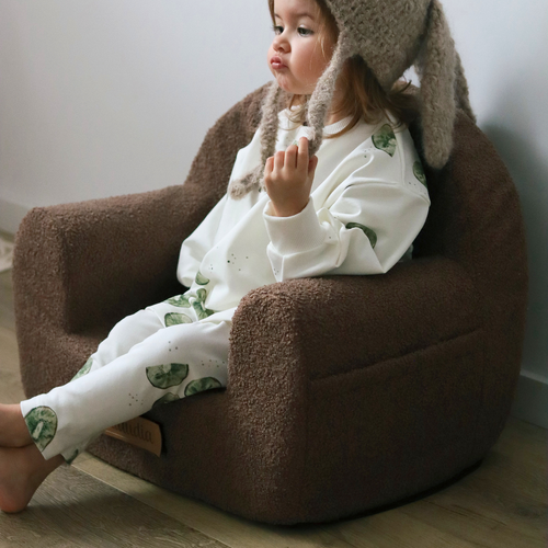 Personalized foam armchair for kids chocolate teddy