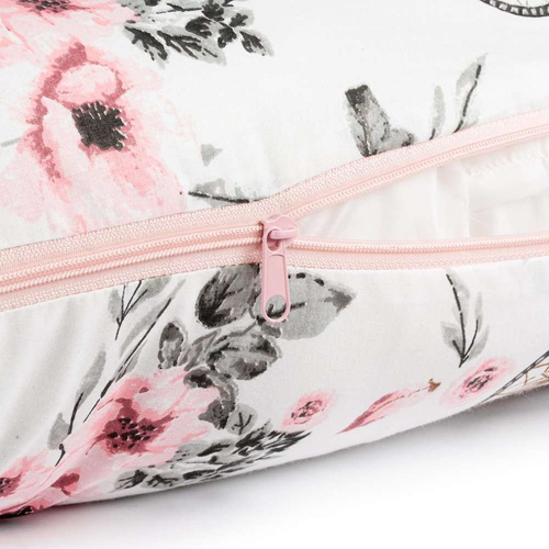 Umstandskissen Typ C weiß mit rosa Blumen