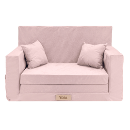 Rozkładana personalizowana sofa piankowa dziecięca pudrowy róż