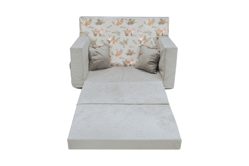 Personalisierte faltbare Kindercouch mit Fuchsmuster