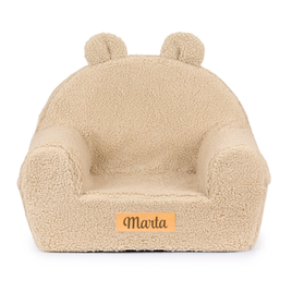 Personalisierter Kindersessel aus Schaumstoff - dunkelbeige Teddybär