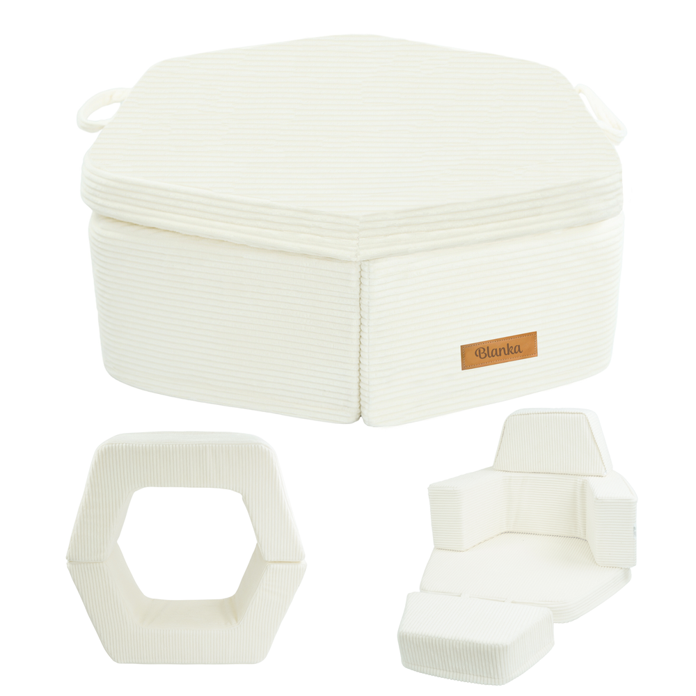 Piankowy plac zabaw dla dzieci z personalizacj - moduowy zestaw Montessori sztruks jasny krem