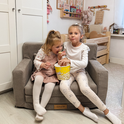 Rozkładana personalizowana sofa piankowa dziecięca - sztruks beż