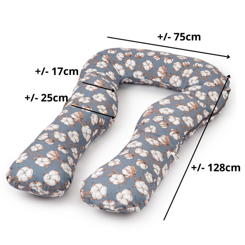 Schwangerschaftskissen marineblau mit weißen U-Typ Blumen