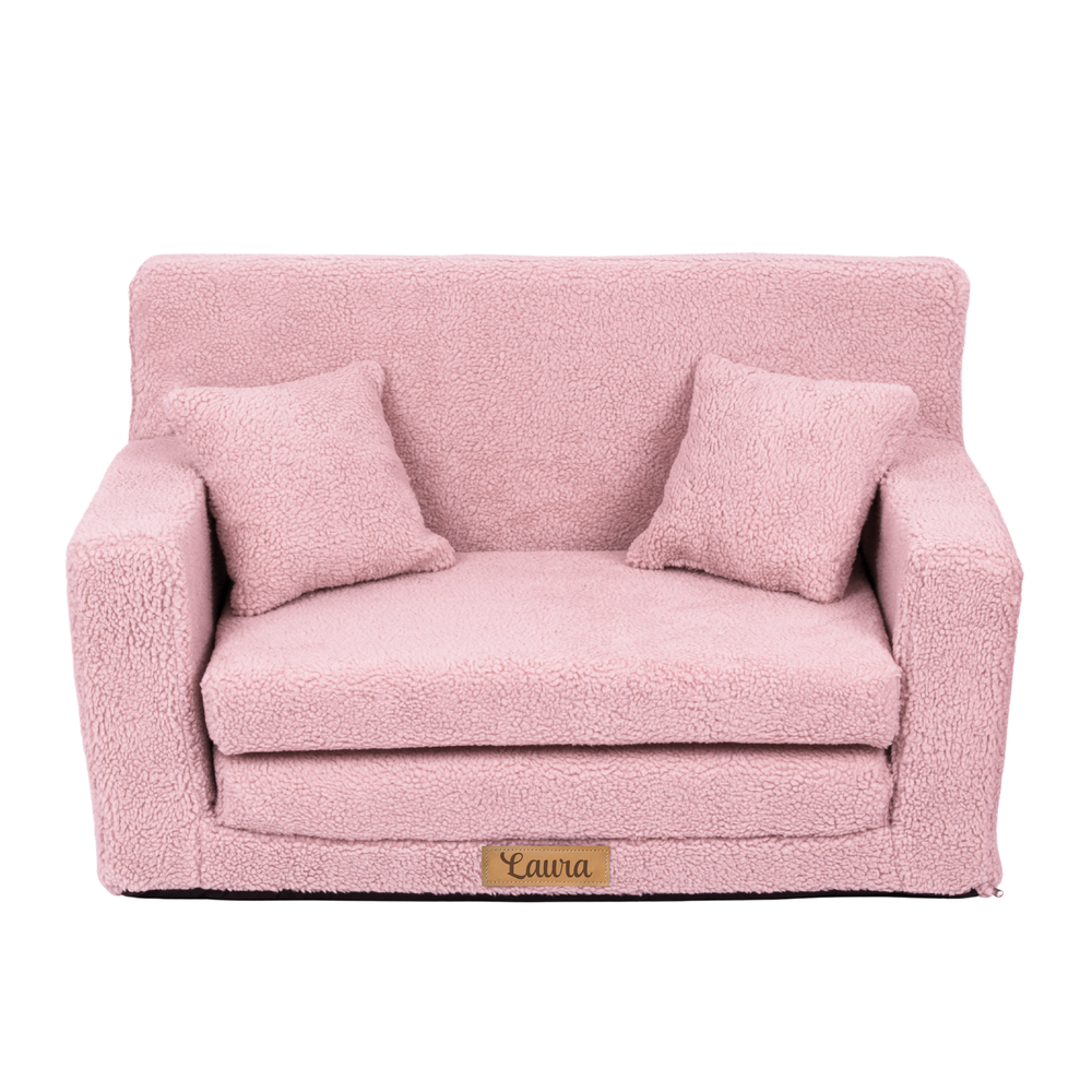 Rozkadana personalizowana sofa piankowa dziecica - baranek rowy