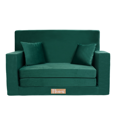 Personalized kids' foldable couch dark green