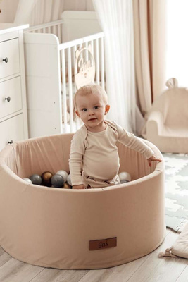  Personalisierte Bällebad Baby Bällepool Kinder 90x40cm mit 200 Bällebad Bälle Beige