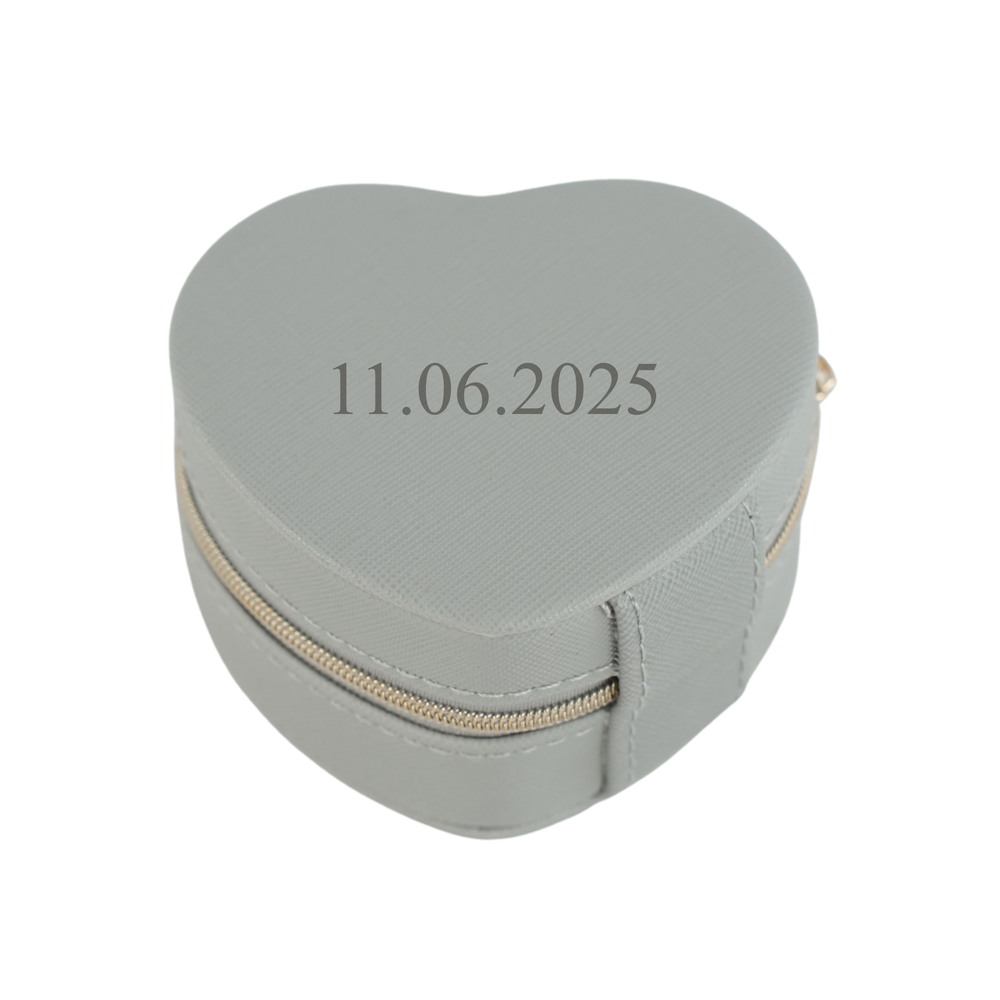 Personalizowana szkatu�ka na bi�uteri� w kszta�cie serca - szara