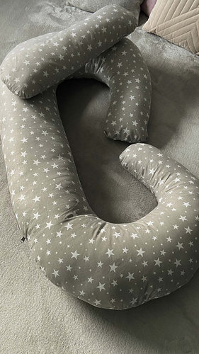 Maternity pillow type C grey with stars