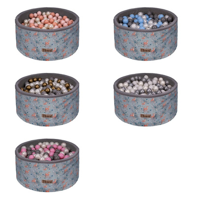  Personalisierte Bällebad Baby Bällepool Kinder 90x40cm mit 200 Bällebad Bälle Grau + Rotwild