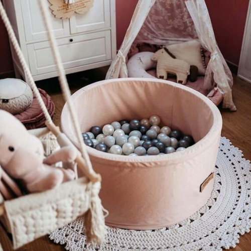 Personalisierte Bällebad Baby Bällepool Kinder 90x40cm mit 200 Bällebad Bälle rosa
