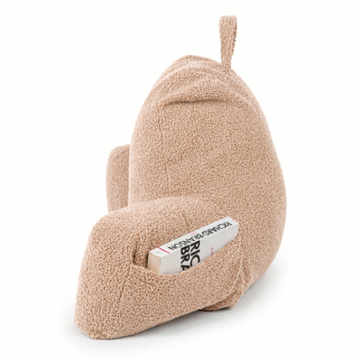Flumi Reading Pillow for Adults with Armrests and Pockets - Boucle beige
