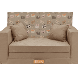 Personalisierte faltbare Kindercouch beige Teddybären