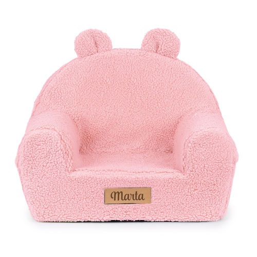 Personalized foam armchair for kids beige fabric corduroy