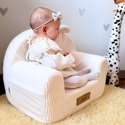 Personalizowany fotelik dziecięcy - sztruks ECRU 