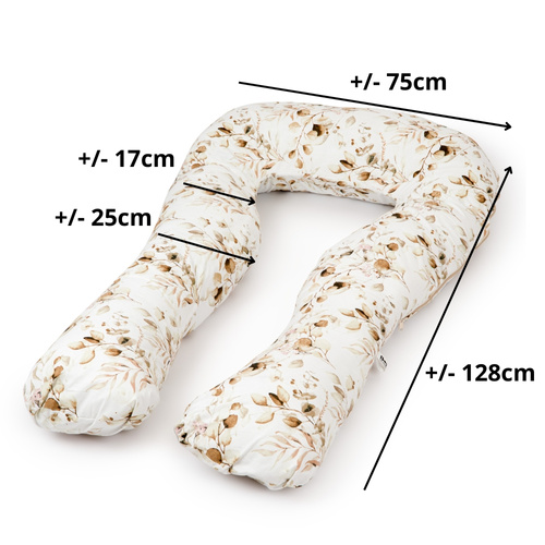 Schwangerschaft Kissen marineblau mit weißen U-Typ Creme mit Blättern Muster