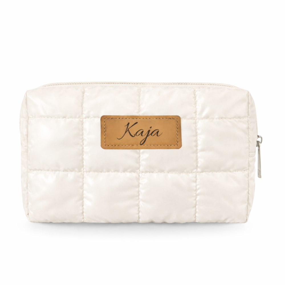 Personalizowana pikowana kosmetyczka - kremowy