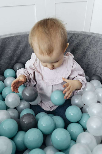 Satz mit 200 Bällen für Bällebad mint - dunkelgrau - perle